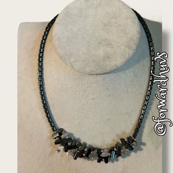 Bundle Sale 3 for $15 | Hematite Chip and Quartz Necklace – 16” with Barrel Clas - Picture 5 of 7